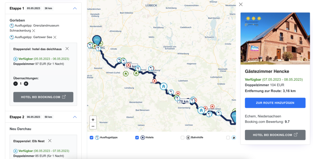 Routenplaner fahrrad-hotels.com Schritt 2