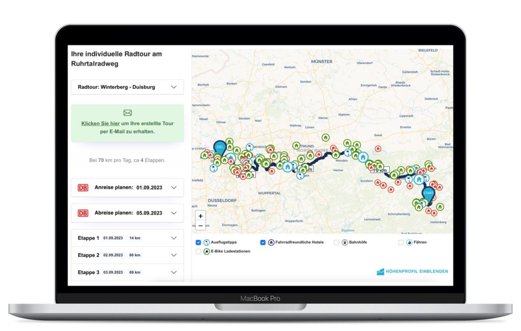 Routenplaner Fahrrad-Hotels