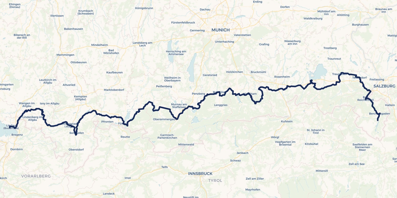 Bodensee-Königssee-Radweg Karte