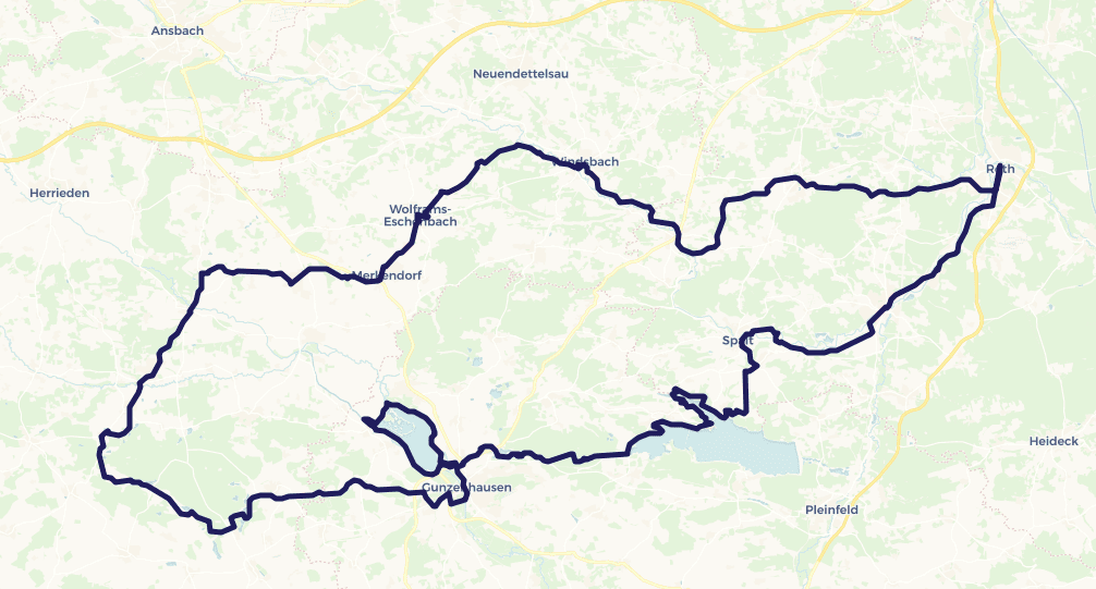 Fränkischer Wasserradweg kleine Rundtour Karte