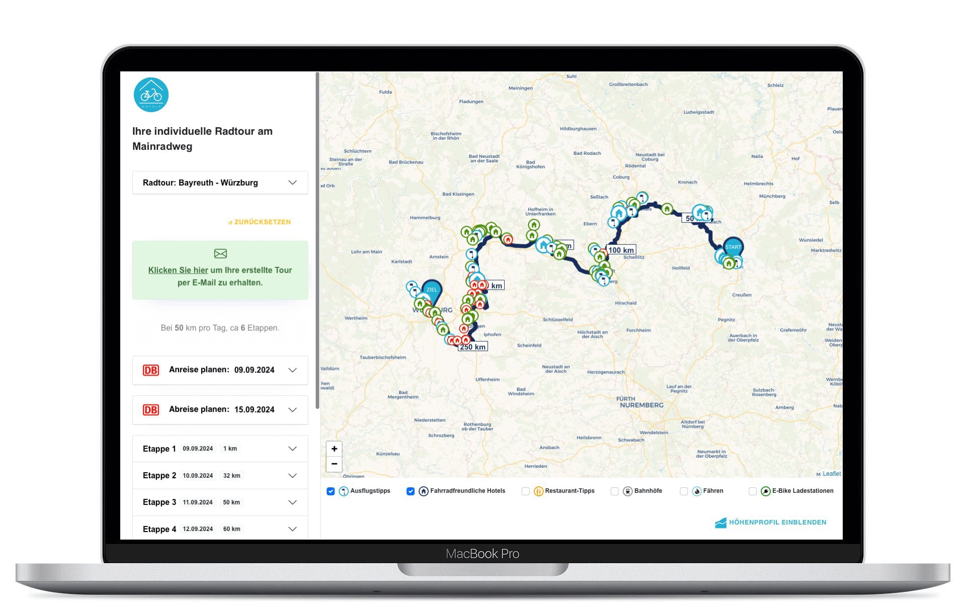 Routenplaner in Mac Mainradweg 2024