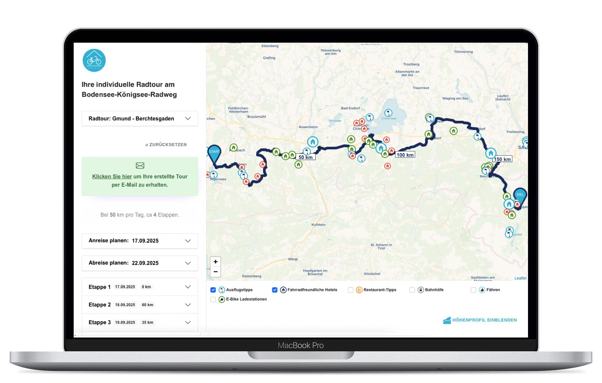 Routenplaner Bodensee-Königssee-Radweg 2025